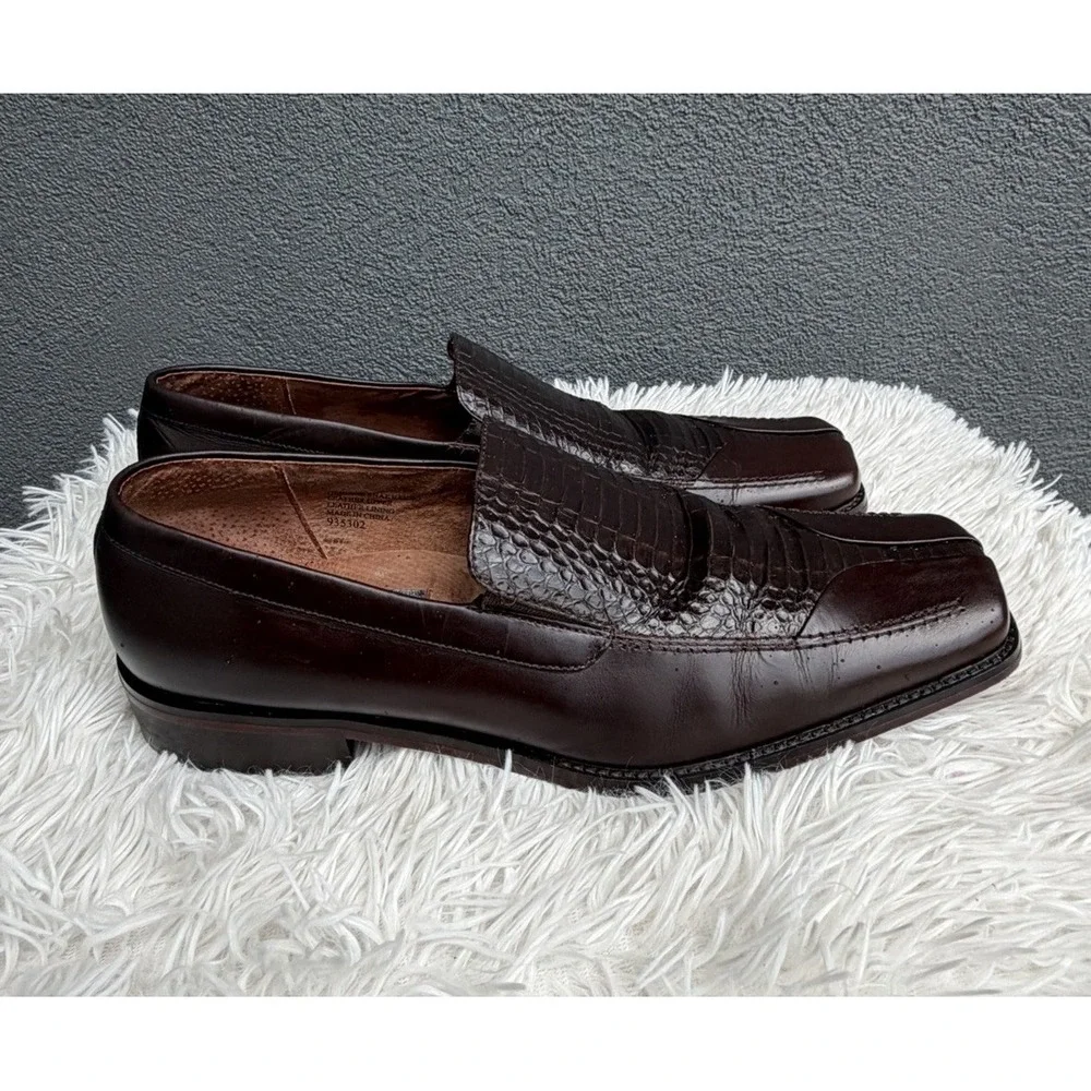 Giorgio Brutini Shoes Mens Size 13 M Brown Leather Snakeskin Dress Loafers